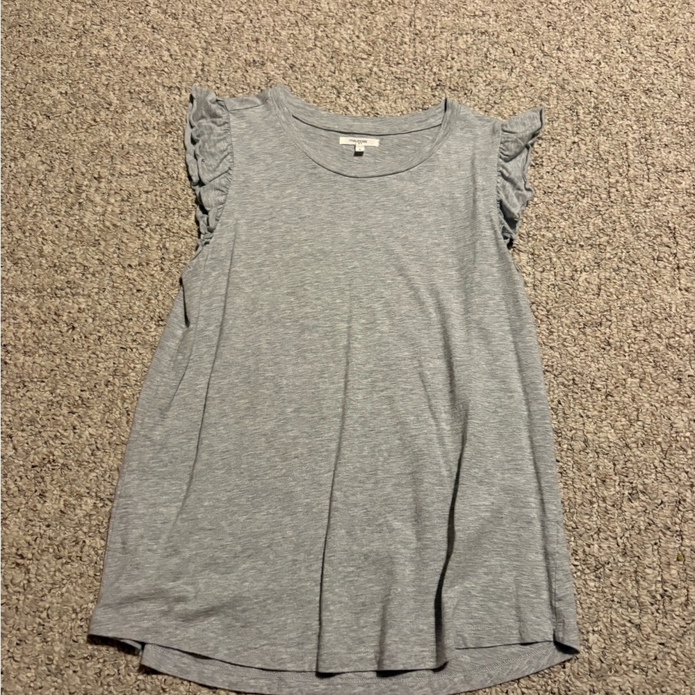 Maurices Heather Gray Ruffle Sleeve Tank Top